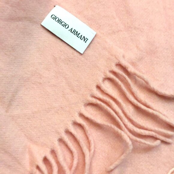 GIORGIO ARMANI Luxury Designer Vintage Logo Embroidered Light Pink Scarf - Picture 14 of 16